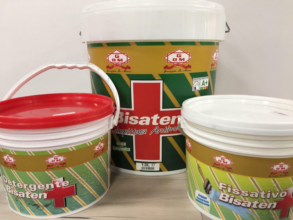 CICLO ANTIMUFFA BISATEN COMPOSTO DA DISINFETTANTE, PITTURA E FISSATIVO