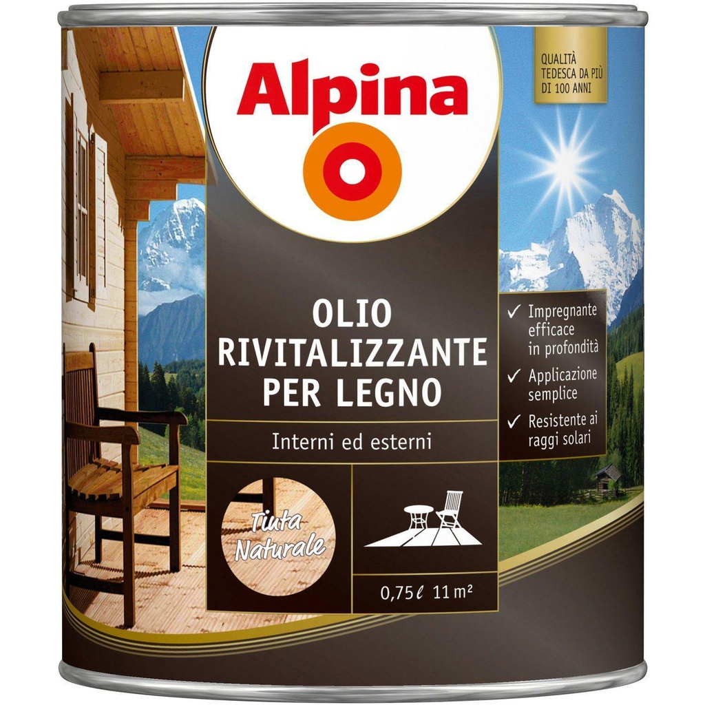ALPINA OLIO RIVITALIZZANTE PER LEGNO TINTA NATURALE 0,75 LITRI