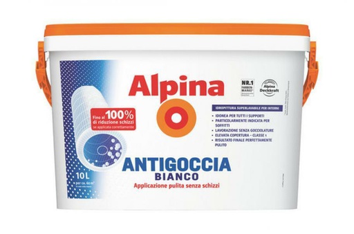[ALP000200] ALPINA PITTURA LAVABILE OPACA TRASPIRANTE ANTIGOCCIA BIANCO 10 LT