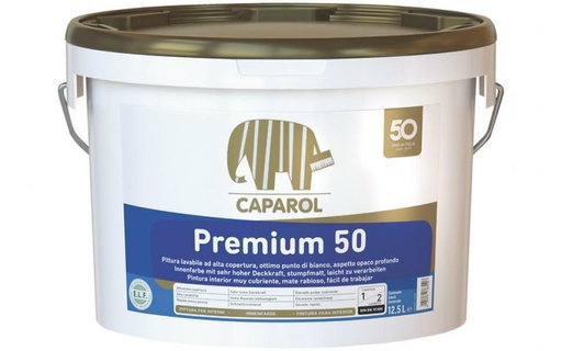 [CAP000454] CAPAROL PITTURA LAVABILE PREMIUM 50 12,5 LT PRIVA DI SOLVENTI E PLASTIFICANTI, ANTIGOCCIA